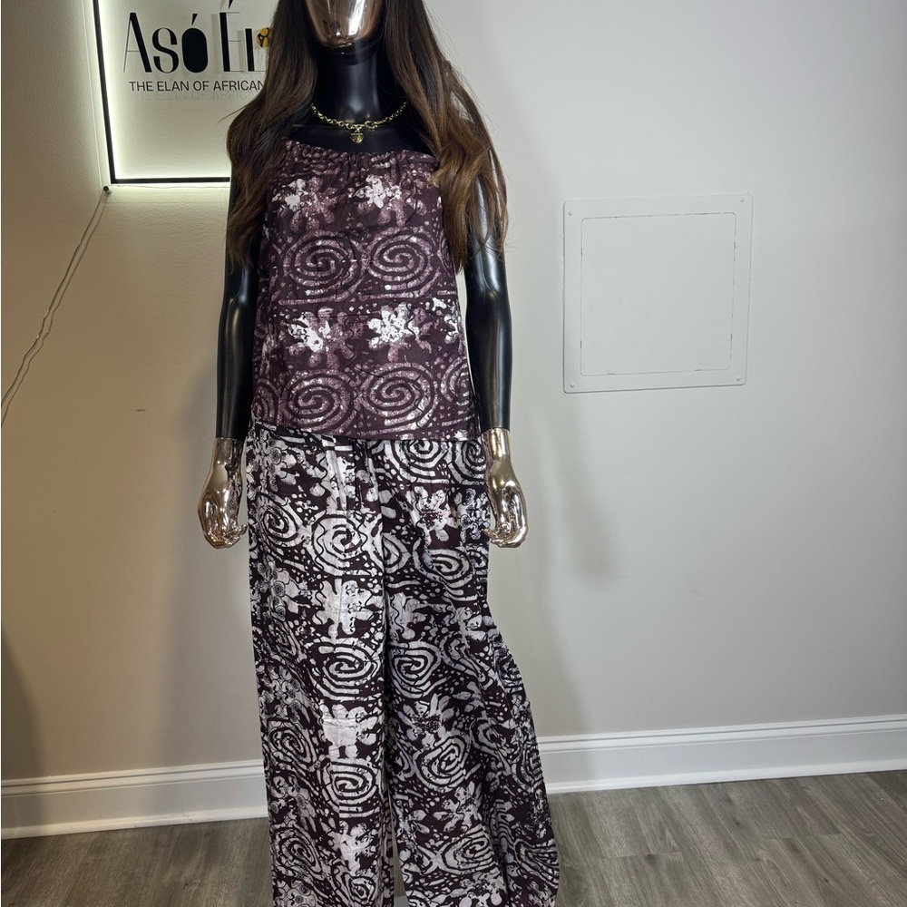 Adunni Adire 2-piece pant set on Brown